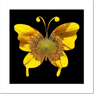 Butterfly Sunflower Posters and Art